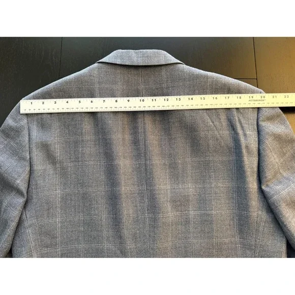 Jos. A. Bank Silk Wool Sport Coat Men 42L Blue Windowpane 2-Button Blazer Jacket